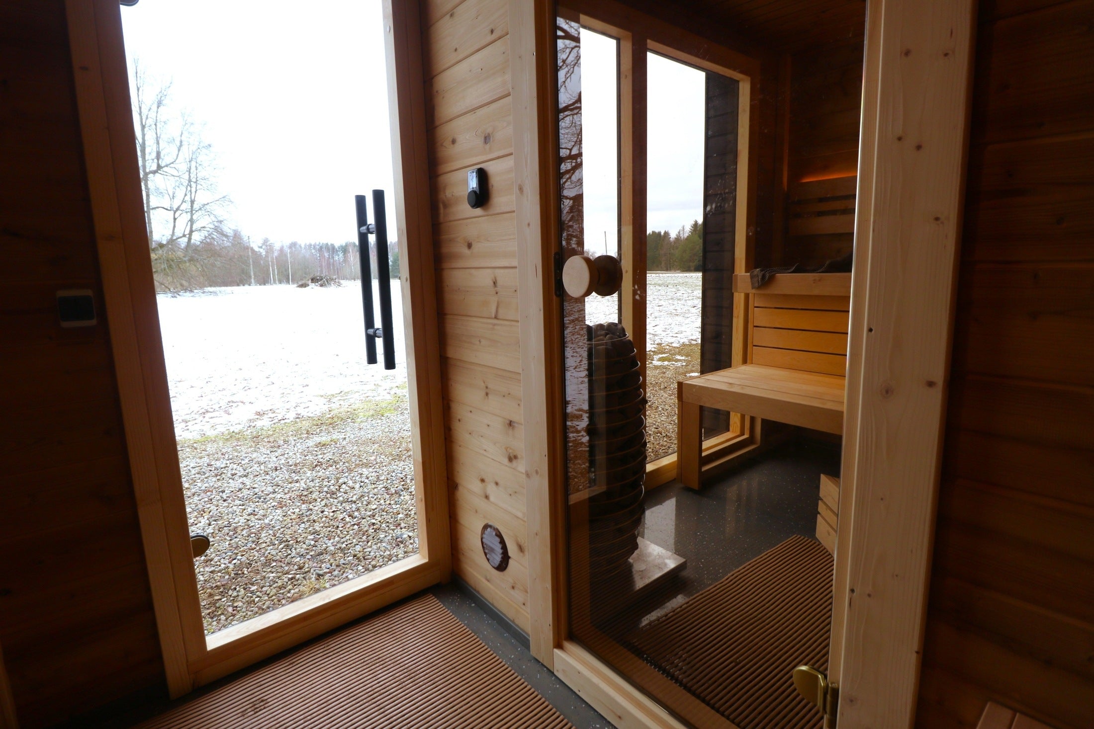 5 Person ThermoWood Outdoor Sauna with Changing Room – Leil Patio M Premium Garden Wellness Cabin