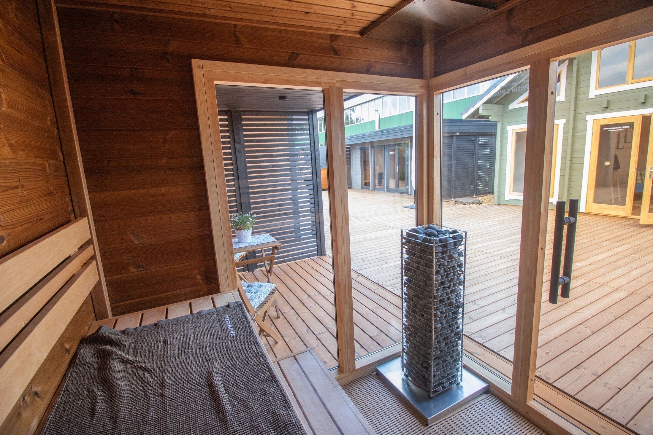 Premium Leil Patio S Plus 4 Person Outdoor Sauna Kit, modern ThermoWood garden sauna