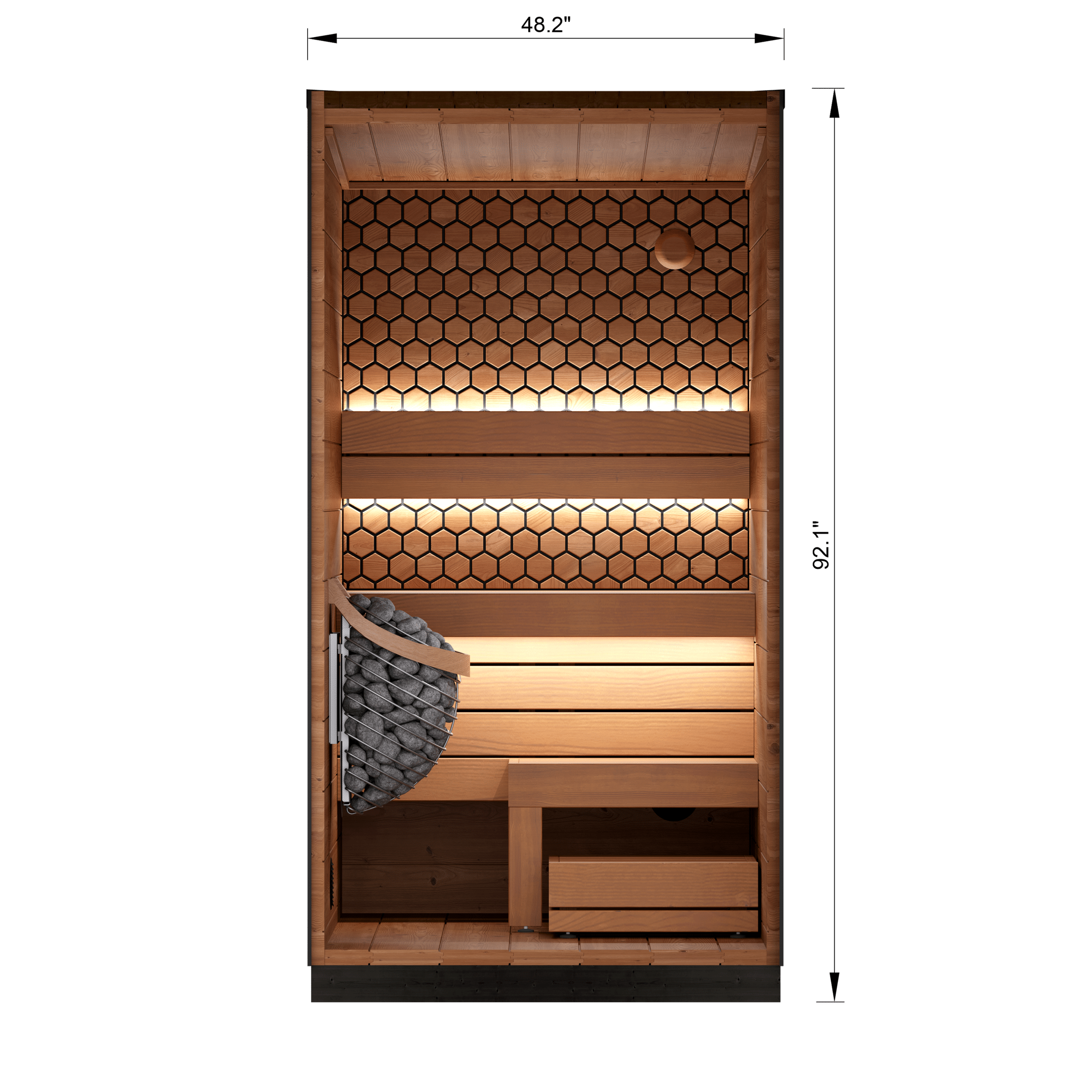 Leil Viva 120 1-person outdoor sauna made of ThermoWood, compact Scandinavian backyard sauna for patios and home spa use