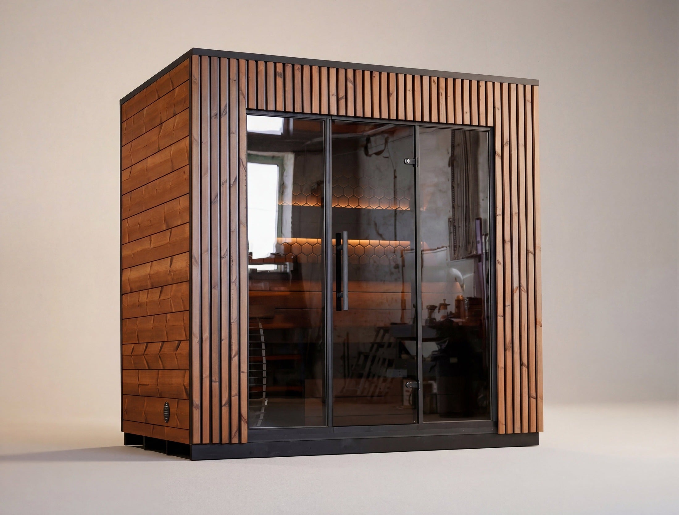 Leil Viva 250 Outdoor Traditional Sauna for 4 People, Premium ThermoWood Backyard Sauna with Modern Scandinavian Design
