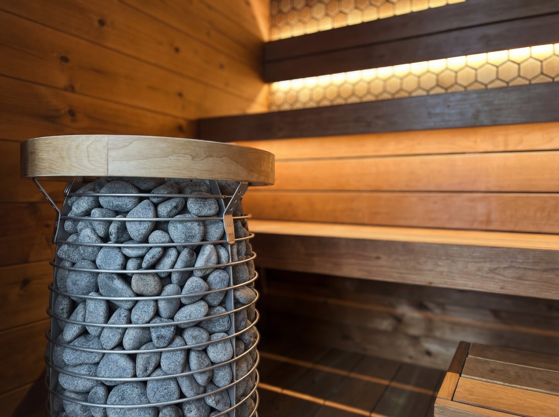 Spacious Interior of Leil Viva 250 4 Person Traditional Sauna with Premium Wooden Benches