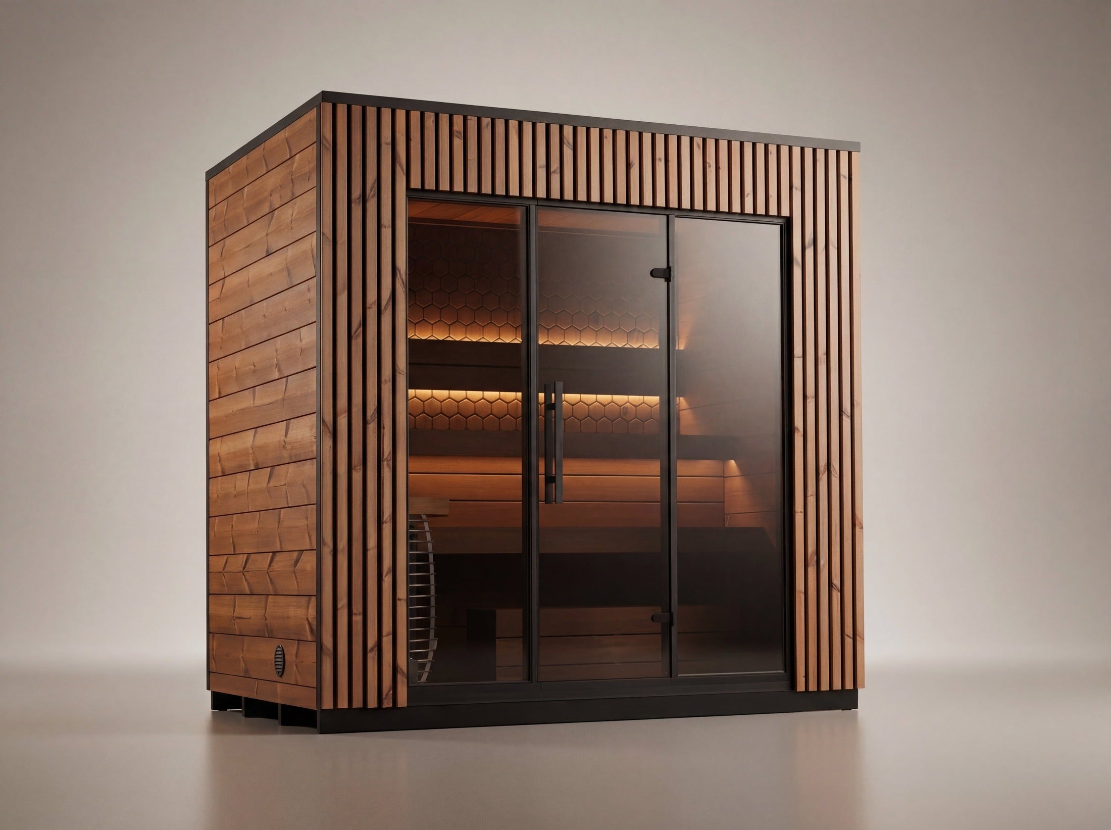 Leil Viva 250 4 Person Outdoor Traditional Sauna Kit in ThermoWood, Scandinavian Design Backyard Home Sauna Made in Estonia