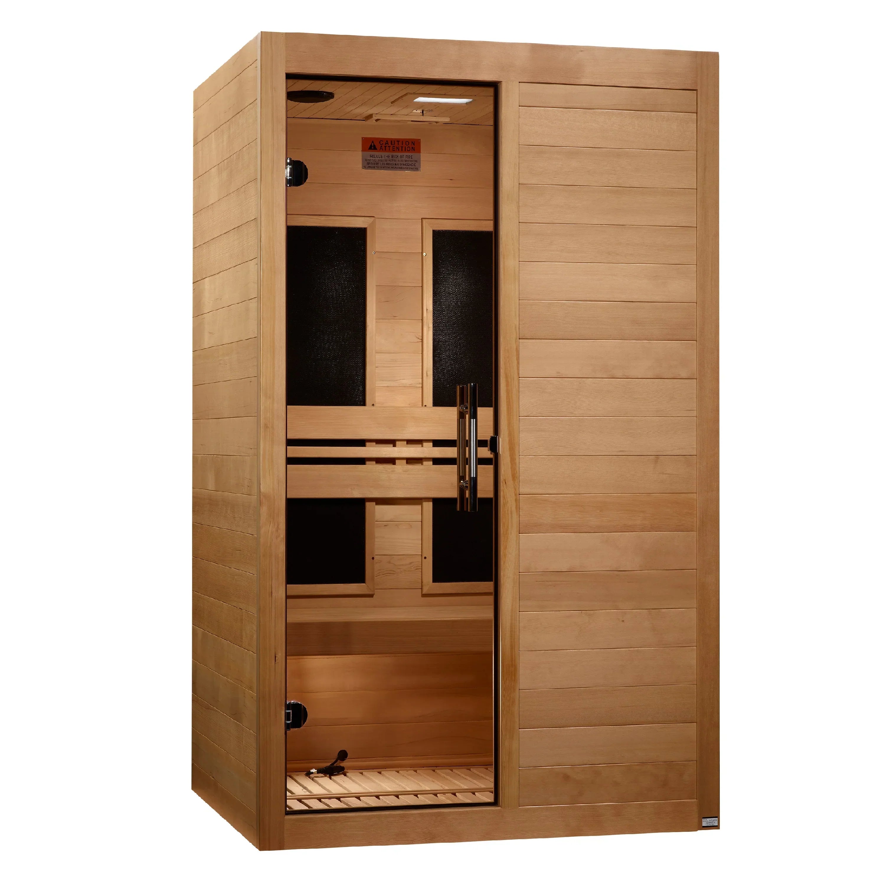 MX-S206-01-ULEMF Maxxus 2-person S-Line Ultra Low EMF FAR infrared sauna made from premium Canadian Hemlock wood featuring advanced infrared heating technology for home wellness and relaxation
