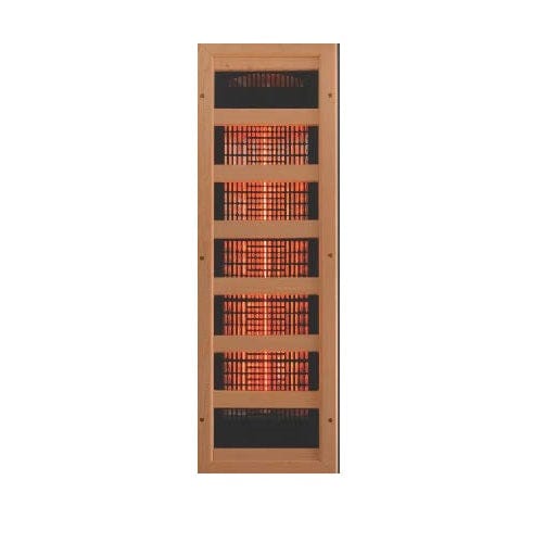 Maxxus full spectrum infrared sauna for 3 people featuring red cedar wood, chromotherapy lights, and Bluetooth sound system