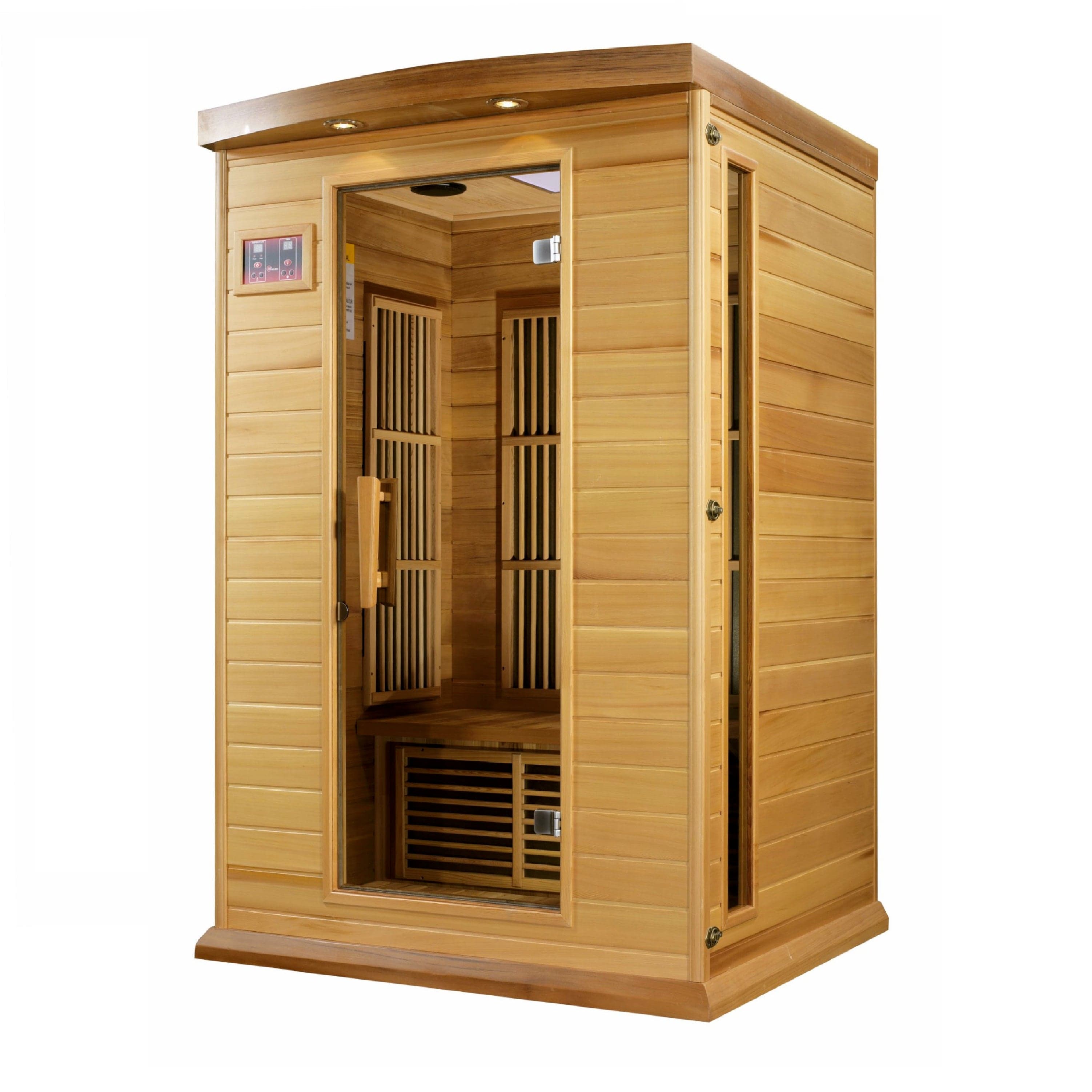 Premium Maxxus 3 Person infrared sauna with low EMF heating panels, built from reforested Canadian cedar wood for full body detox and recovery at home.