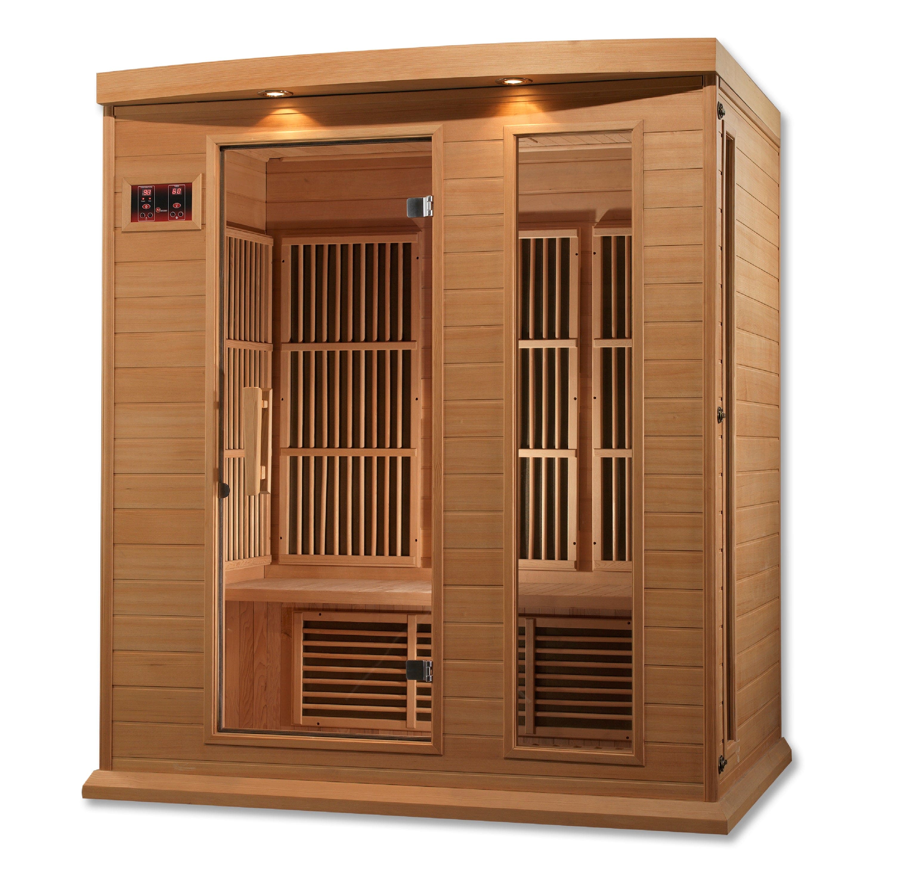 MX-K306-01 3-person Maxxus FAR Infrared Sauna featuring compact indoor design and therapeutic heat for circulation and relaxation