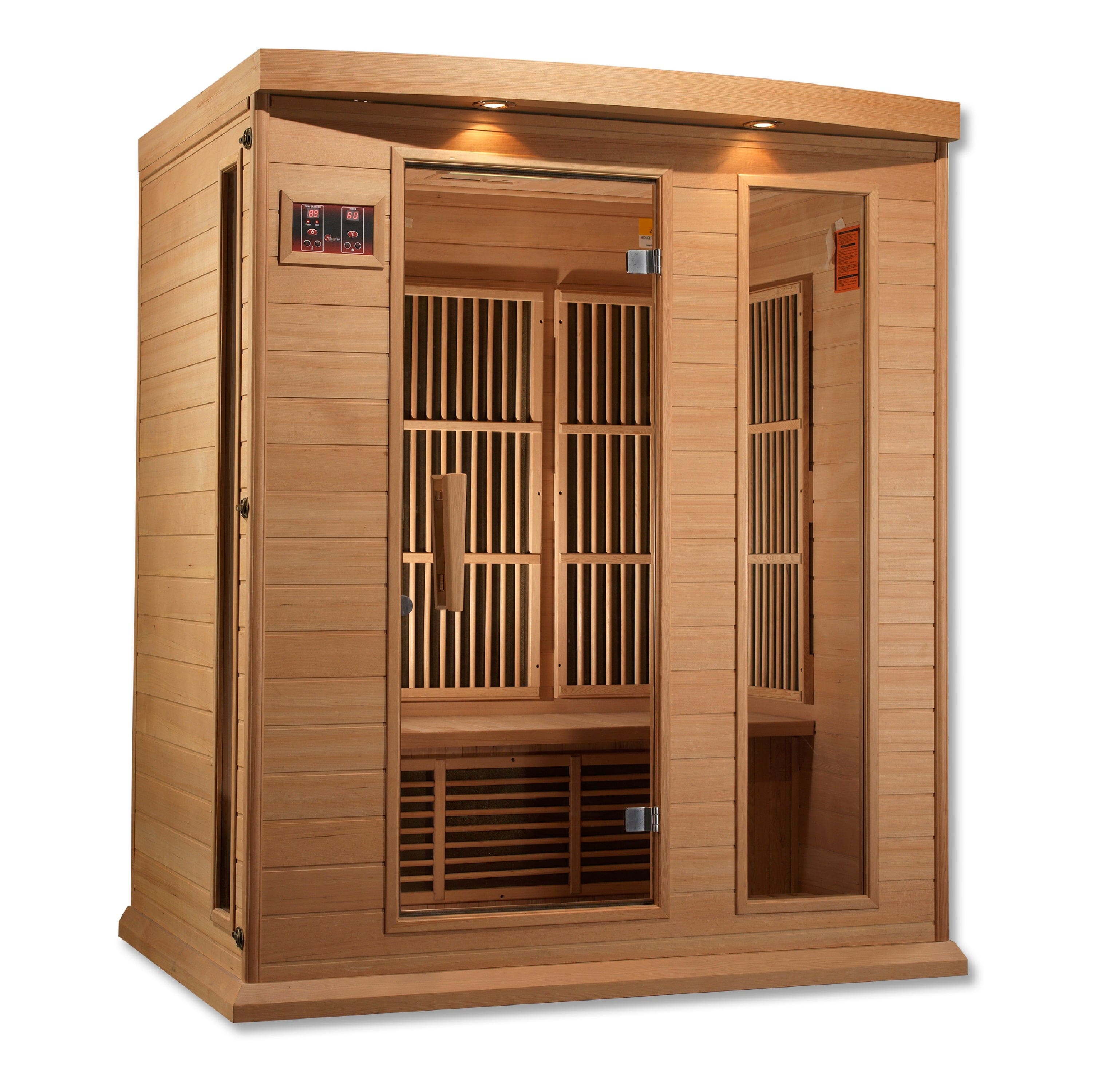 MX-K306-01 Maxxus 3-Person Low EMF FAR Infrared Sauna MX-K306-01 made from Canadian Hemlock wood for home wellness, muscle relaxation, and full-body recovery