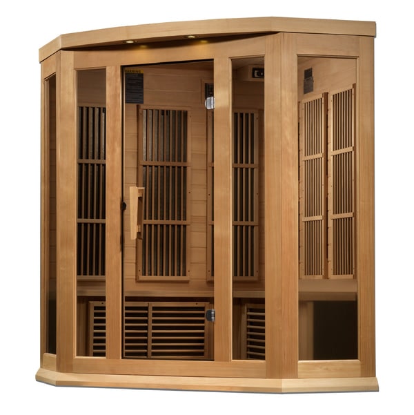 Maxxus 3-Person Corner Near Zero EMF FAR Infrared Sauna Canadian Hemlock MX-K356-01-ZF