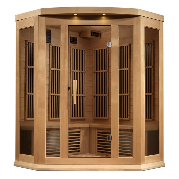 Maxxus 3-Person Corner Near Zero EMF FAR Infrared Sauna Canadian Hemlock MX-K356-01-ZF