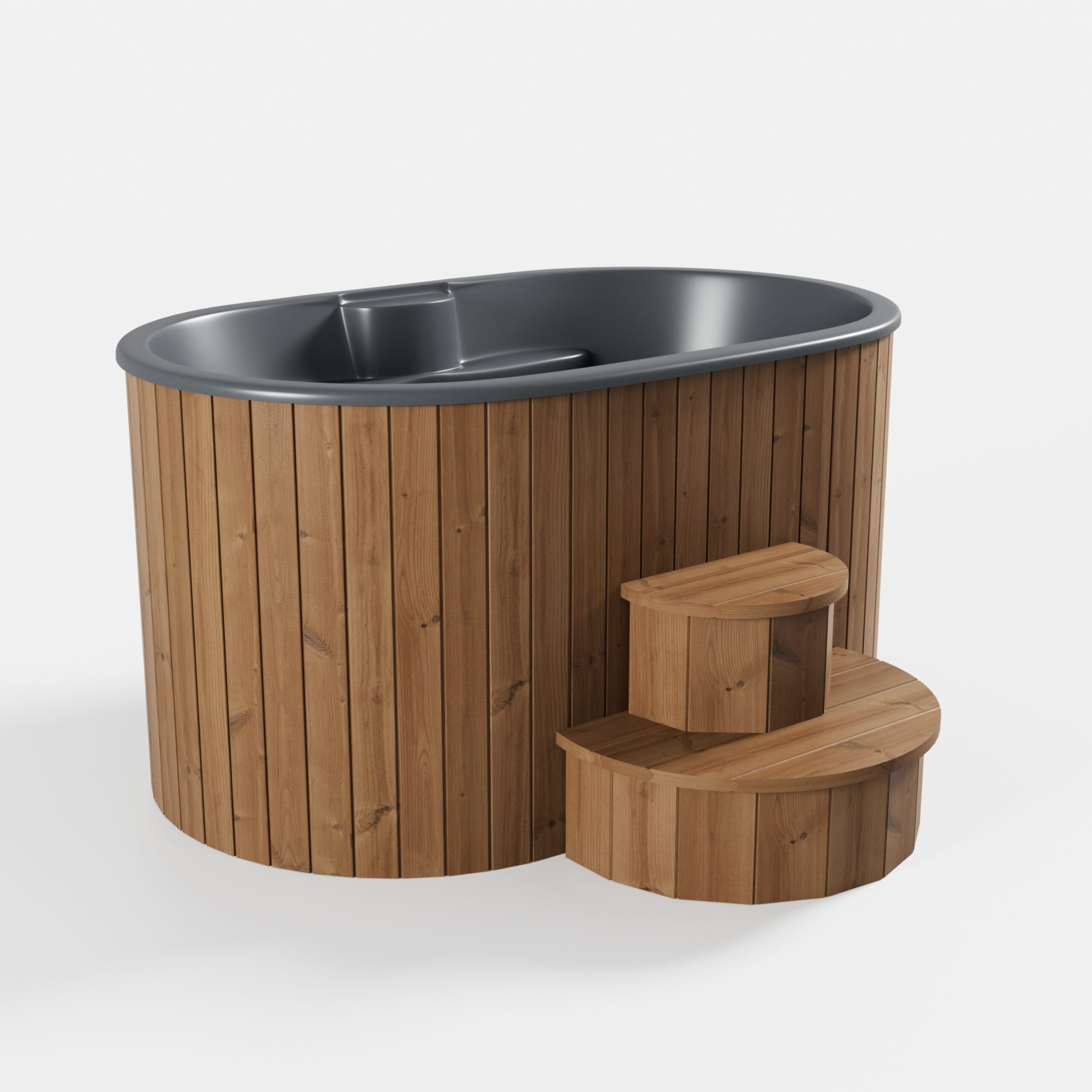 SaunaLife Model S2N luxury hot and cold immersion tub for home use, premium cold plunge and hot soak spa barrel designed for muscle recovery, relaxation, inflammation reduction and wellness therapy