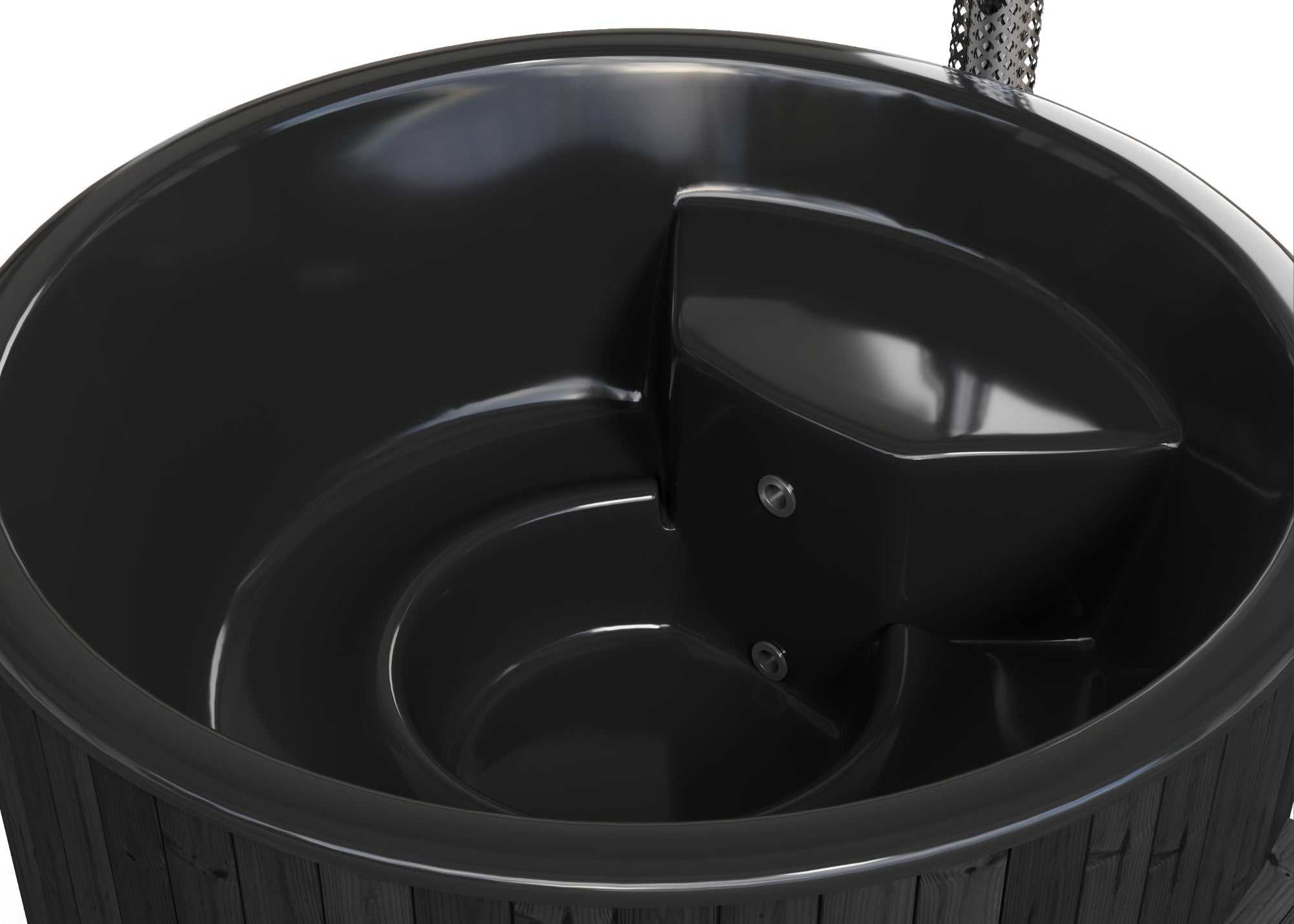 SaunaLife SOAK-Series Model S6B black wood-burning plunge tub for outdoor hot and cold therapy soaking, premium luxury wellness tub for family use