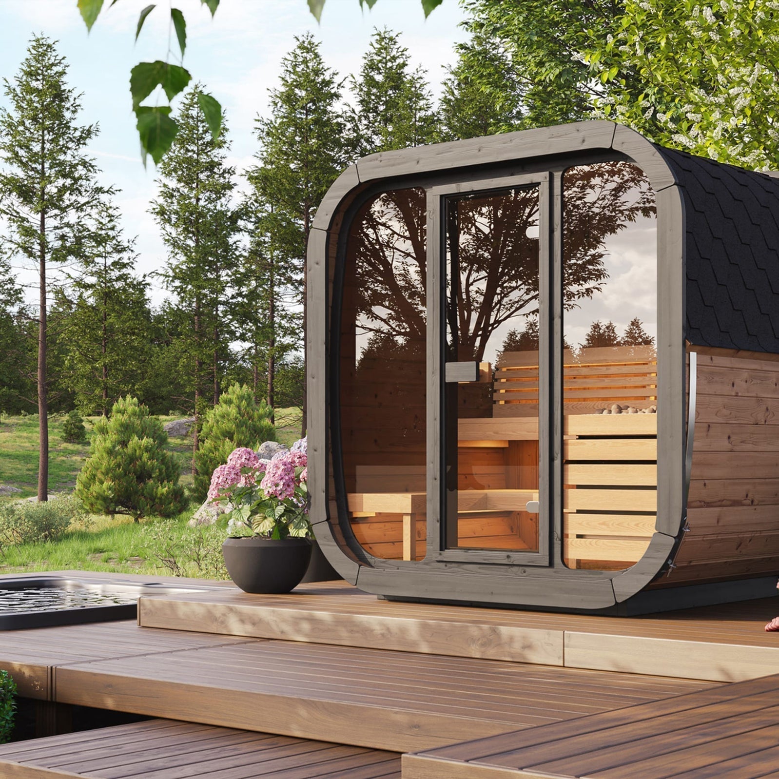 High-End SaunaLife CL5G Outdoor Sauna Retreat with Contemporary Design and Premium Wood Finish
