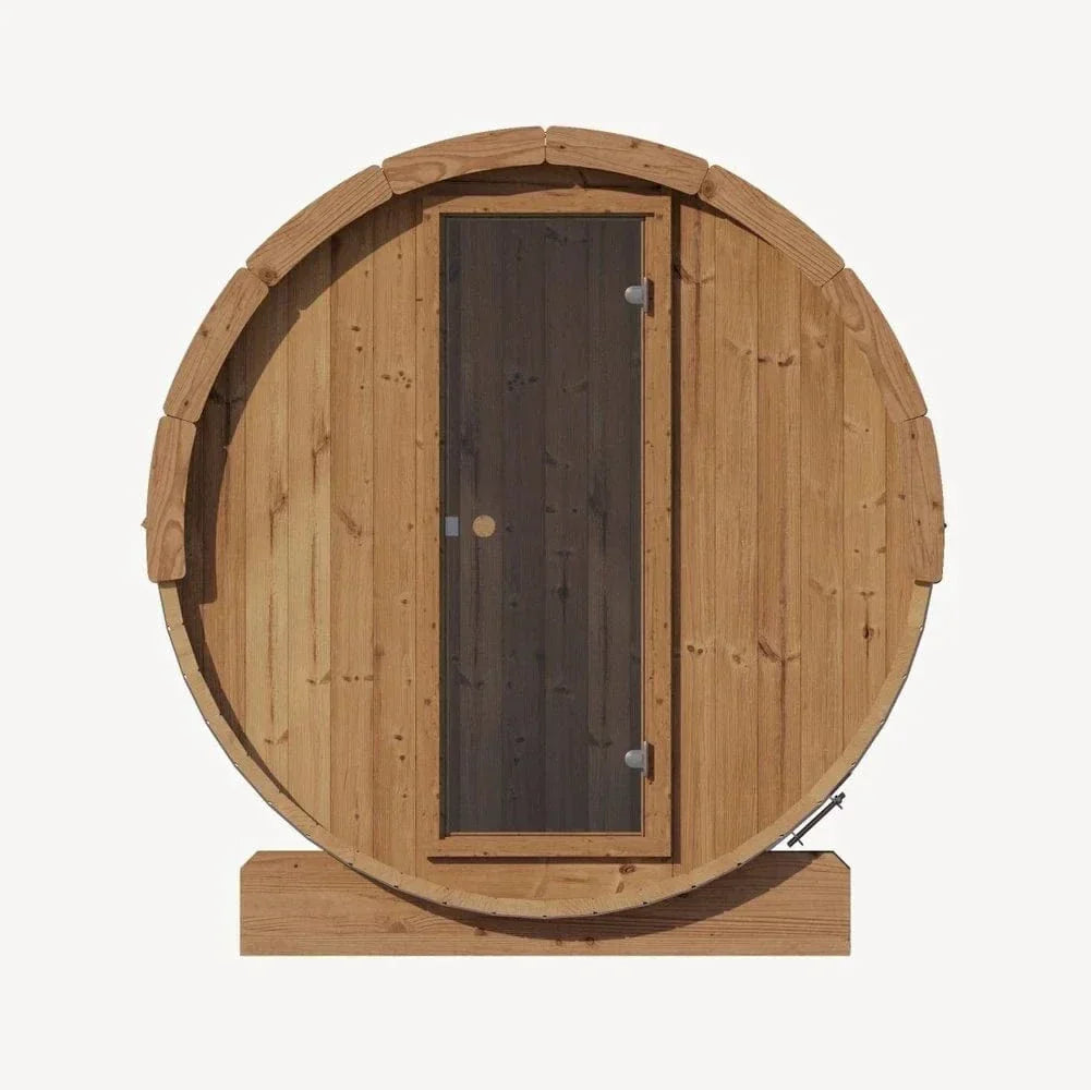 3 person SaunaLife Model E6 outdoor barrel sauna ERGO Series handcrafted cedar sauna 59x81 luxury garden sauna