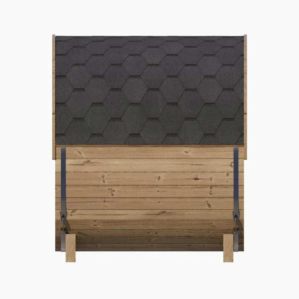 SaunaLife ERGO-Series Model E6W outdoor barrel sauna featuring window view, premium handcrafted wood construction, ideal backyard sauna for spa-like wellness experience