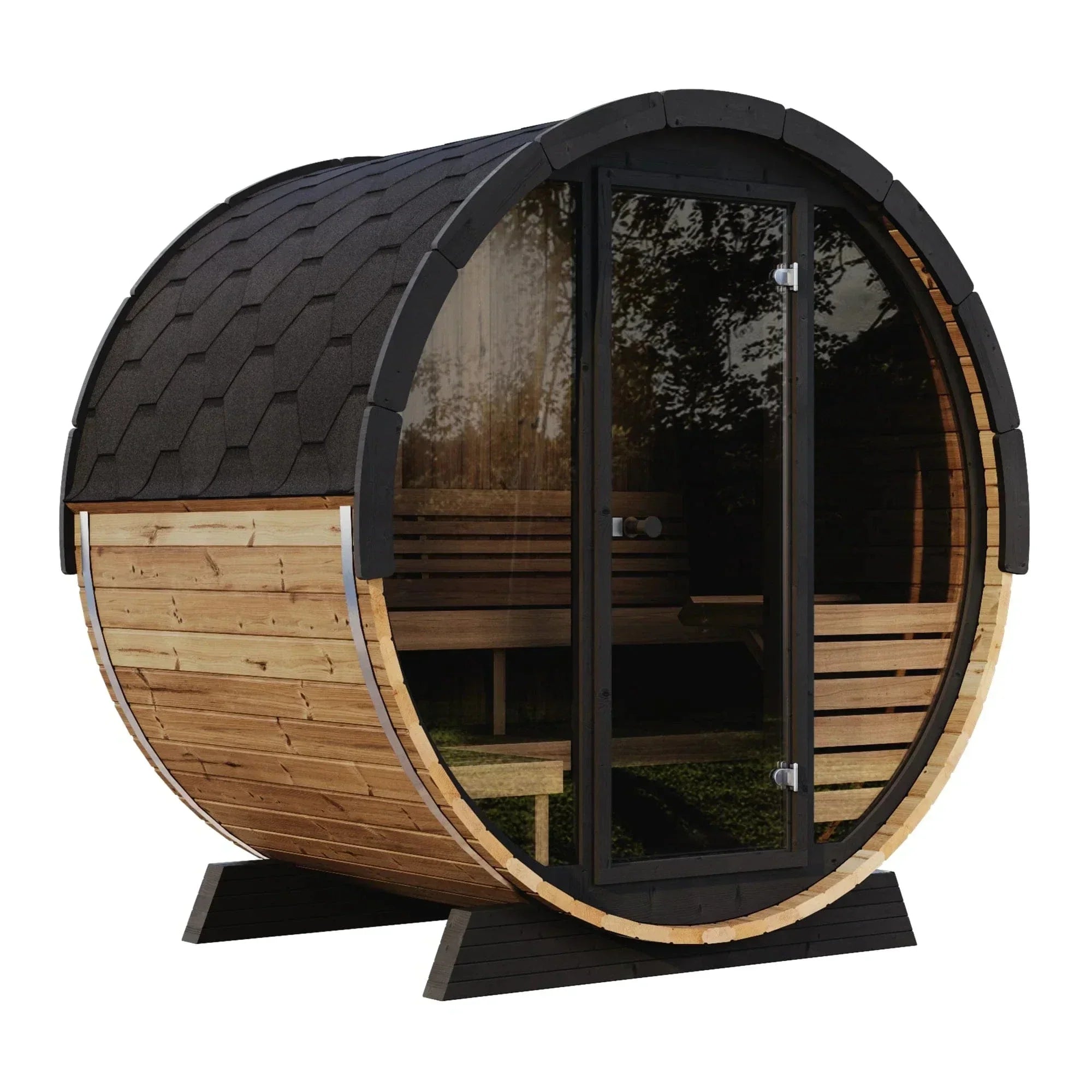 SaunaLife Model EE6G 4-person barrel sauna made from premium wood for home outdoor wellness with steam heat therapy for relaxation and muscle recovery