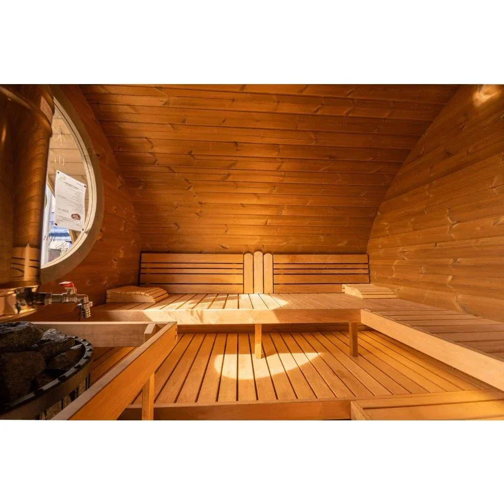 Luxury SaunaLife G11 outdoor 2-room sauna suite for up to 8 people, premium backyard wellness experience with durable craftsmanship