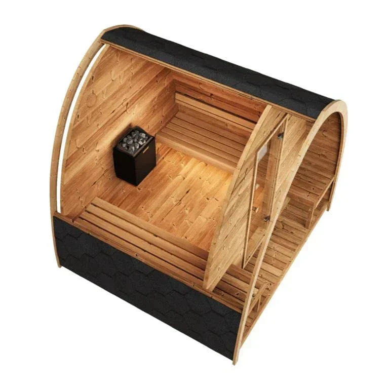 SaunaLife Model G3 Outdoor Sauna Kit for 4 Persons, Garden-Series Backyard Sauna with Parabolic Arched Roof Design, Luxury Home Wellness Sauna SL-MODELG3