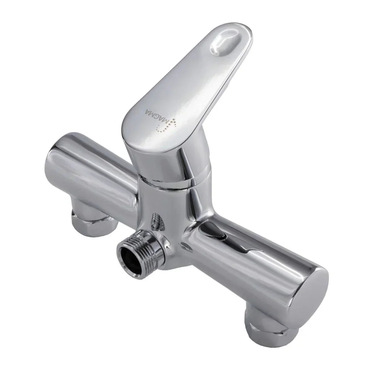 Chrome shower valve on a white background saunalife
