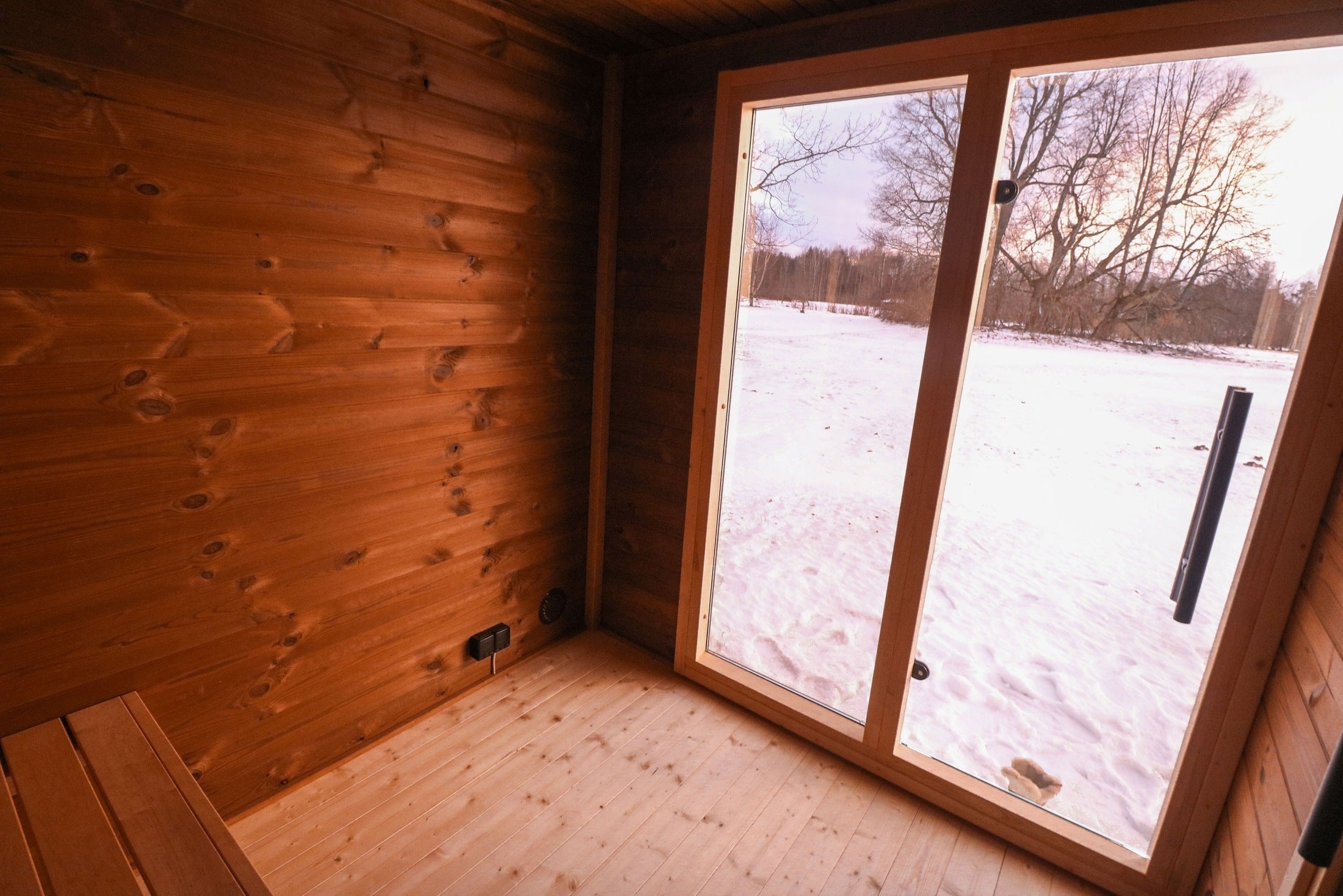 Outdoor Home Sauna for 5 Persons with Changing Room, Leil Patio L ThermoWood Luxury Garden Sauna