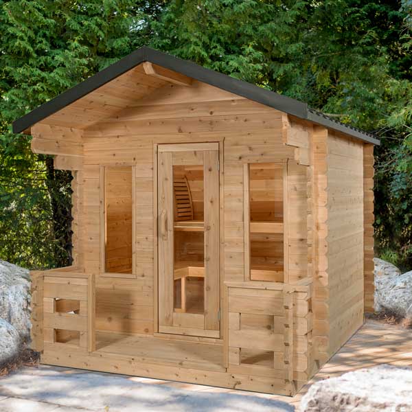 Dundalk CT Georgian 6 Person Outdoor Sauna with Porch CTC88PW