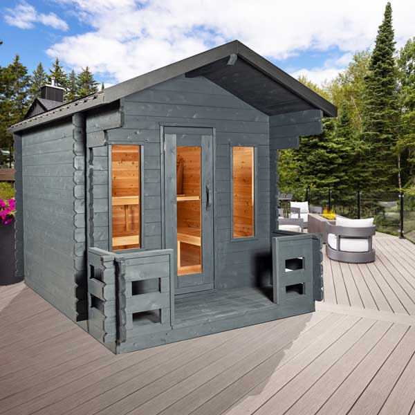 Dundalk CT Georgian 6 Person Outdoor Sauna with Porch CTC88PW