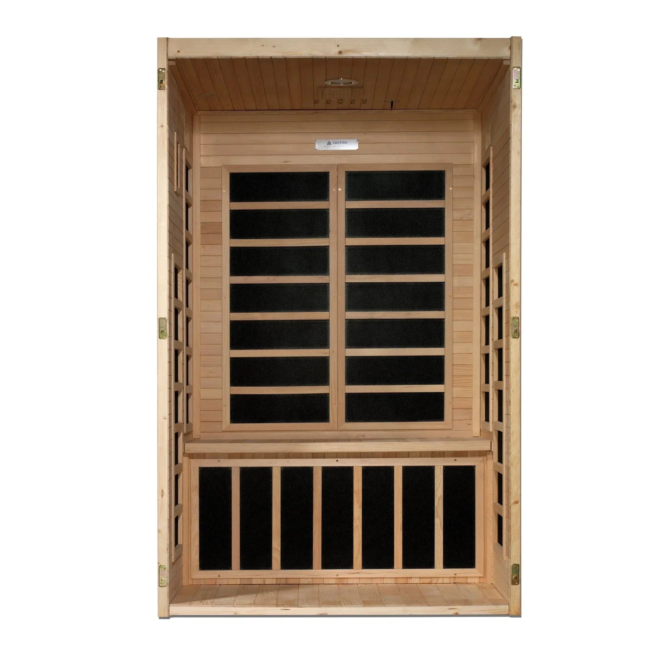 2-person Dynamic Santiago DYN-6209-01 FAR infrared sauna with modern compact design, Bluetooth speakers, MP3 compatibility, and full home spa relaxation experience.