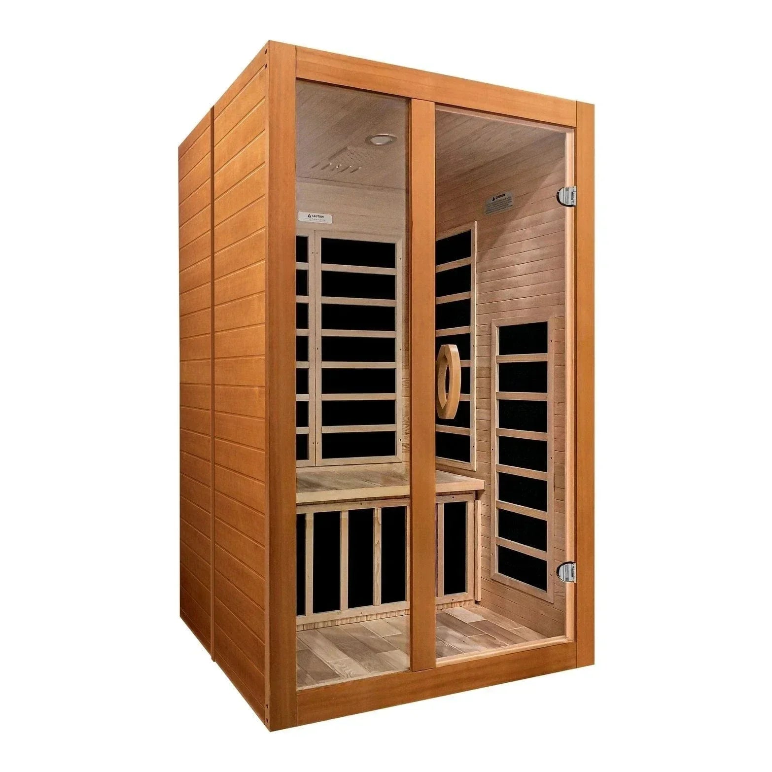 Dynamic Santiago Elite 2-person Ultra Low EMF FAR Infrared Sauna DYN-6209-02 Elite made from Canadian Hemlock wood with modern home spa design and compact luxury structure