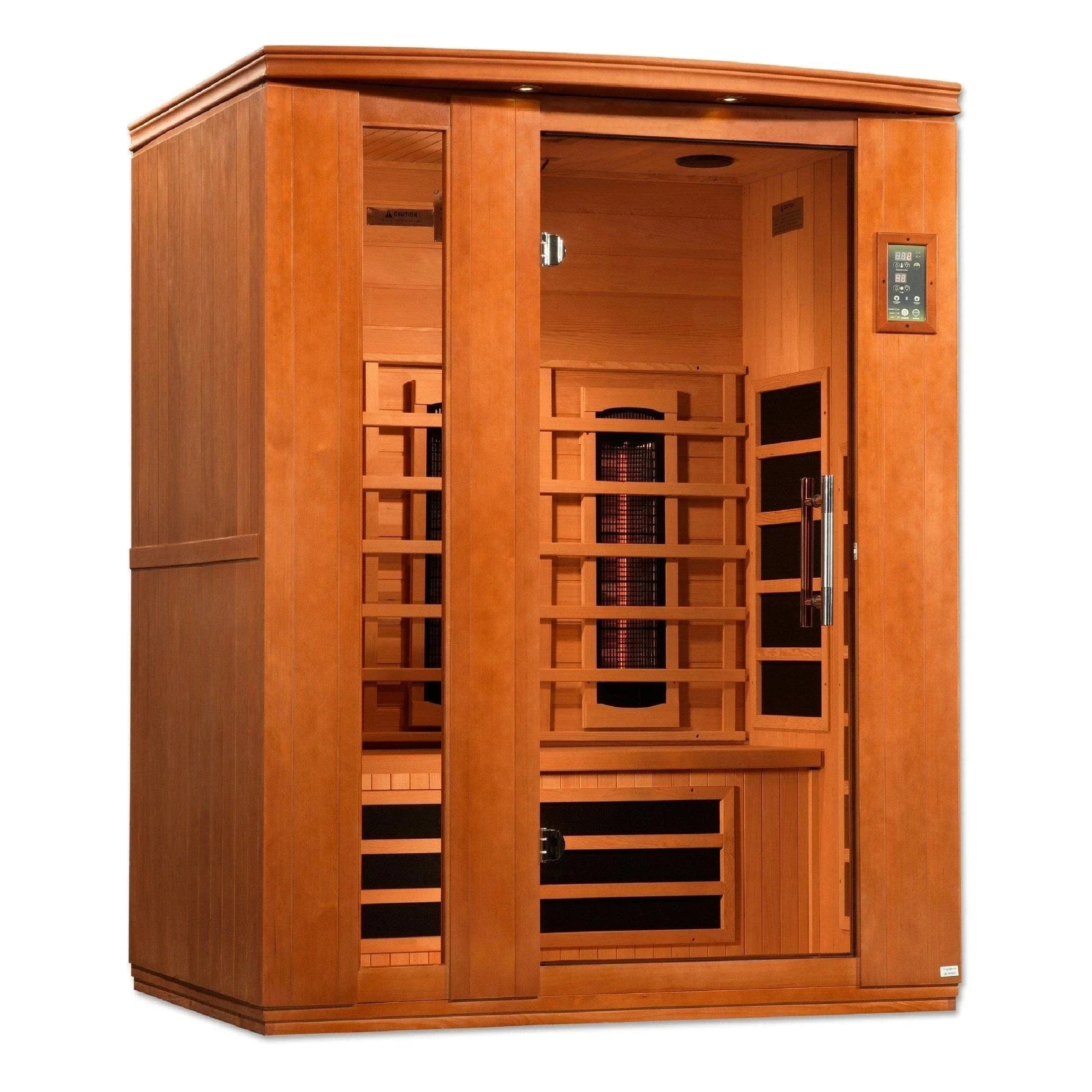 DYN-6336-03 FS  Dynamic Lugano 3-Person Full Spectrum Near Zero EMF Infrared Sauna DYN-6336-03 FS made from Canadian Hemlock wood with modern home spa design