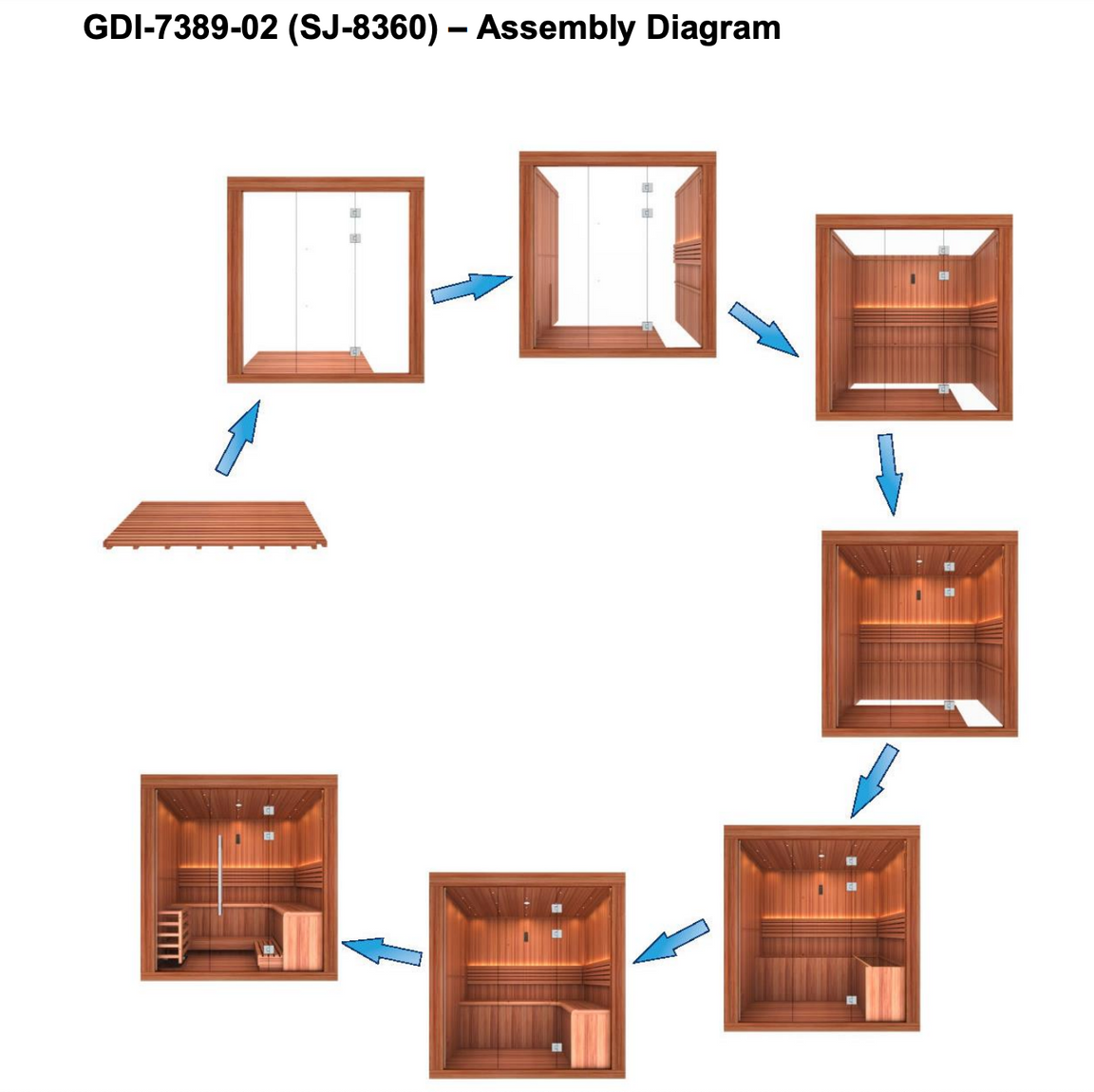 Golden Designs 6 person Osla Edition sauna with built-in Harvia sauna stove, cedar wood interior, and modern indoor spa comfort design.