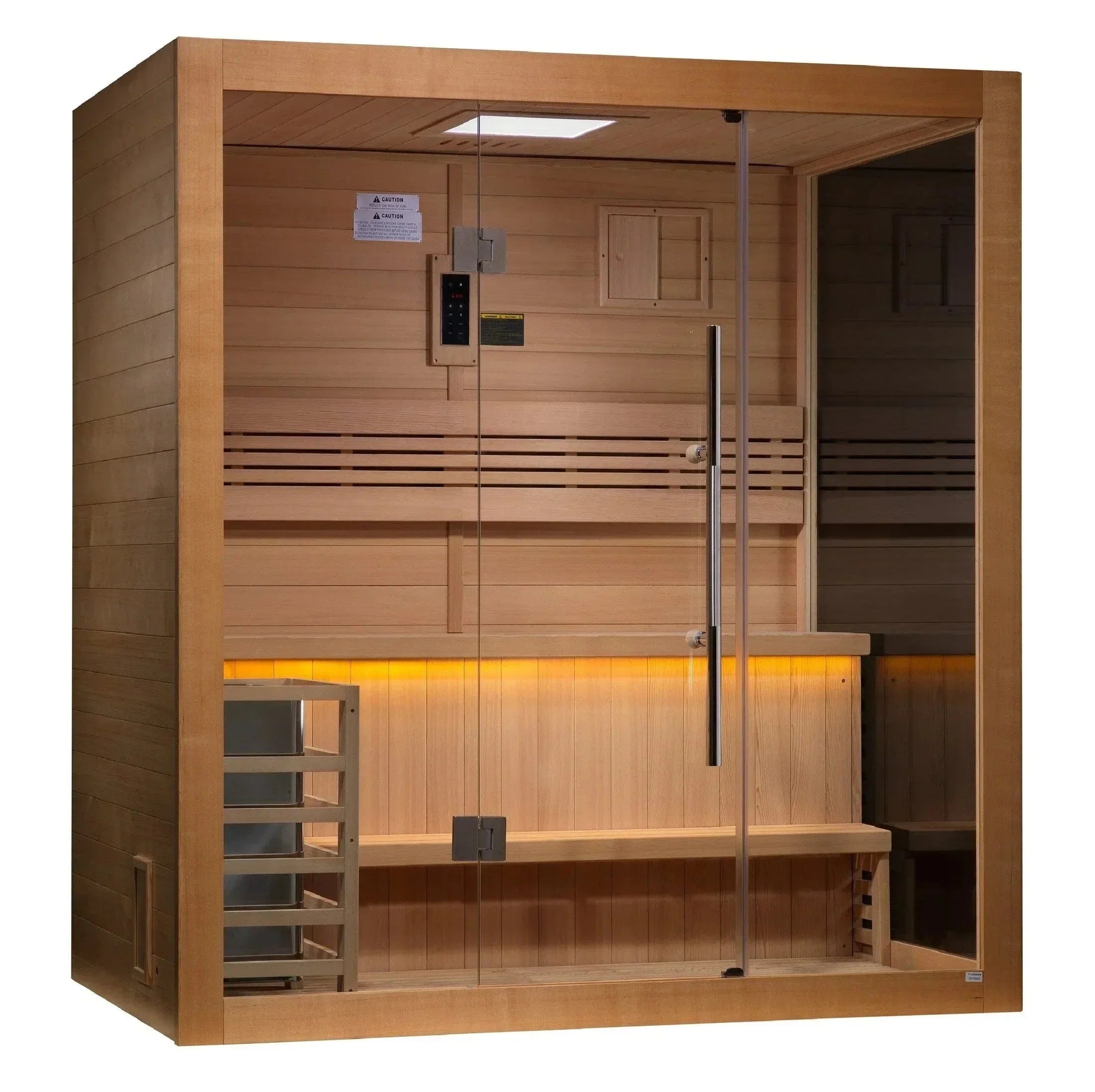 Golden Designs Forssa Edition 3 Person Indoor Traditional Sauna featuring premium wood construction and spacious interior for home relaxation.