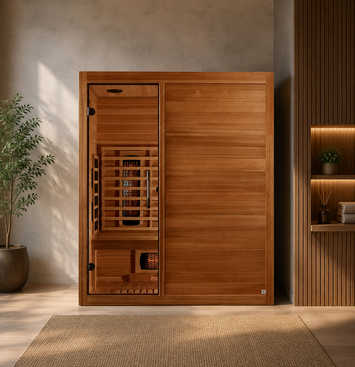 Golden Designs Maxxus MX-S306-01-FS-PC 3-person full spectrum infrared sauna in Pacific cedar with low EMF heating panels