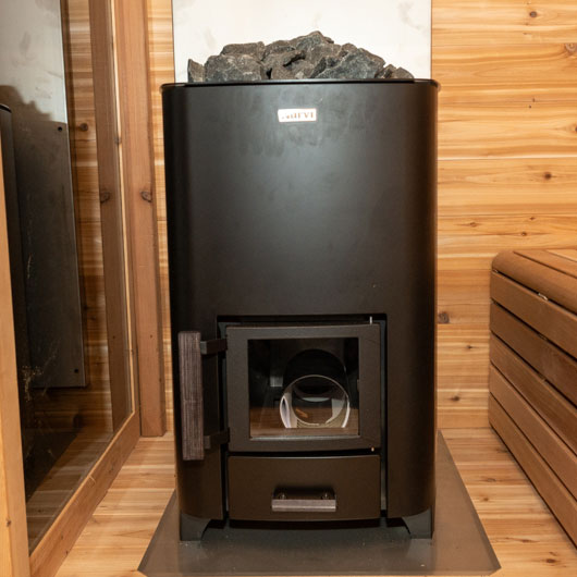 Narvi NC Black wood burning sauna stove in black finish