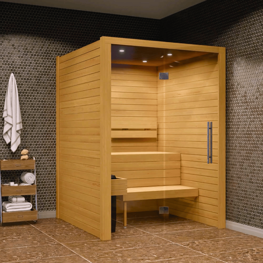 Auroom Cala Glass Premium Finnish Sauna with LED Lighting