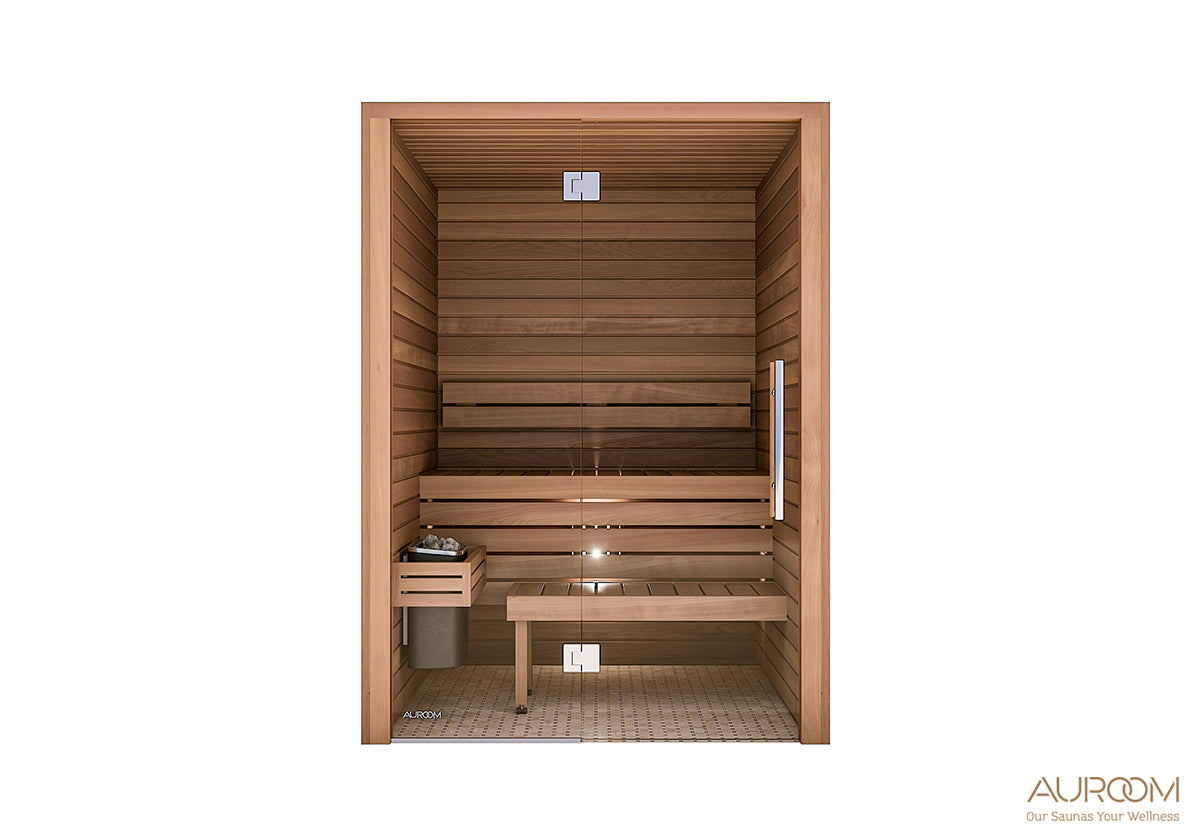 Auroom Cala Glass Modular Sauna with Thermo-Aspen Interior