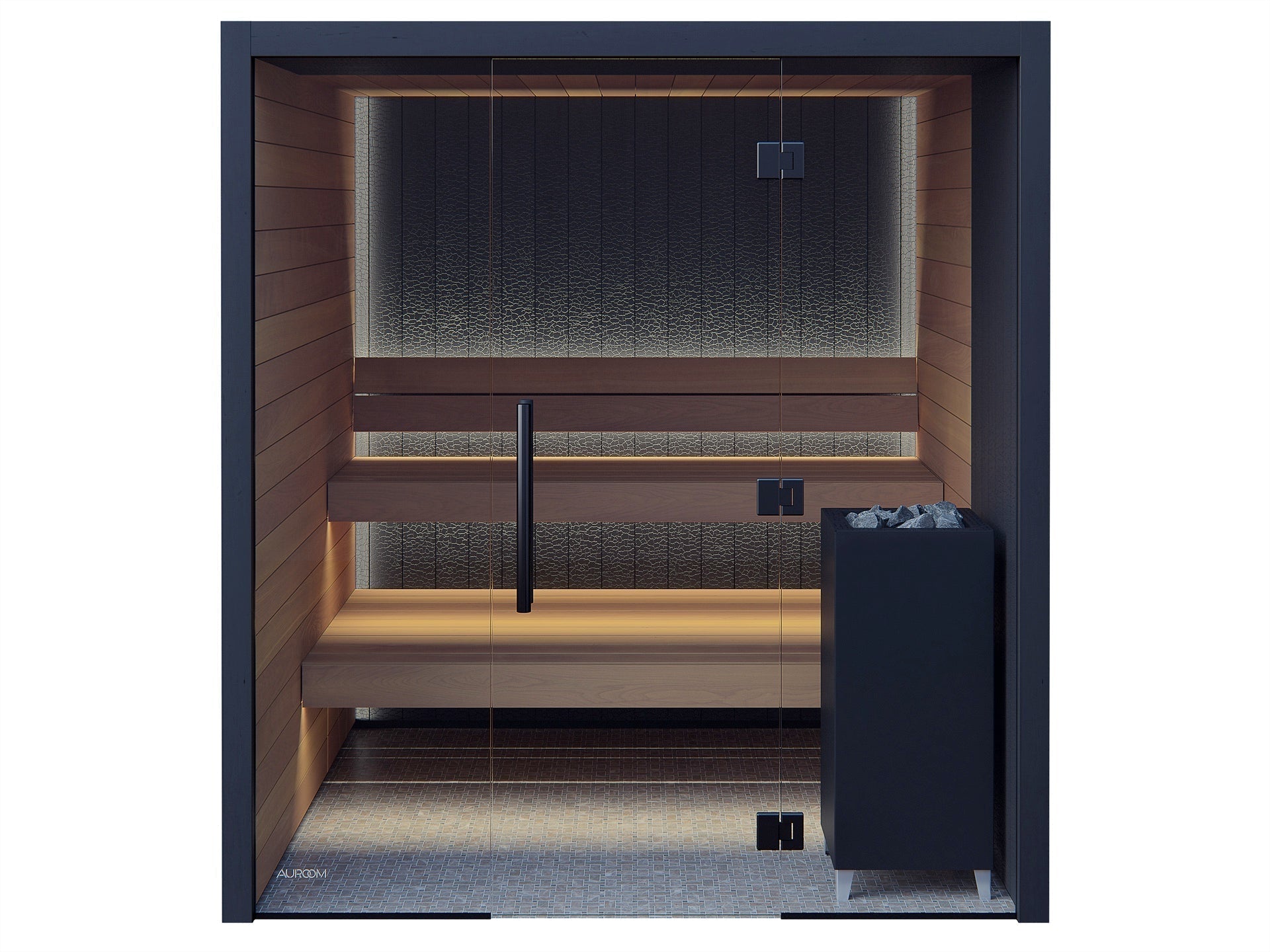 Auroom Vulcana Indoor Sauna with Dark Ignite Alder Accent Wall