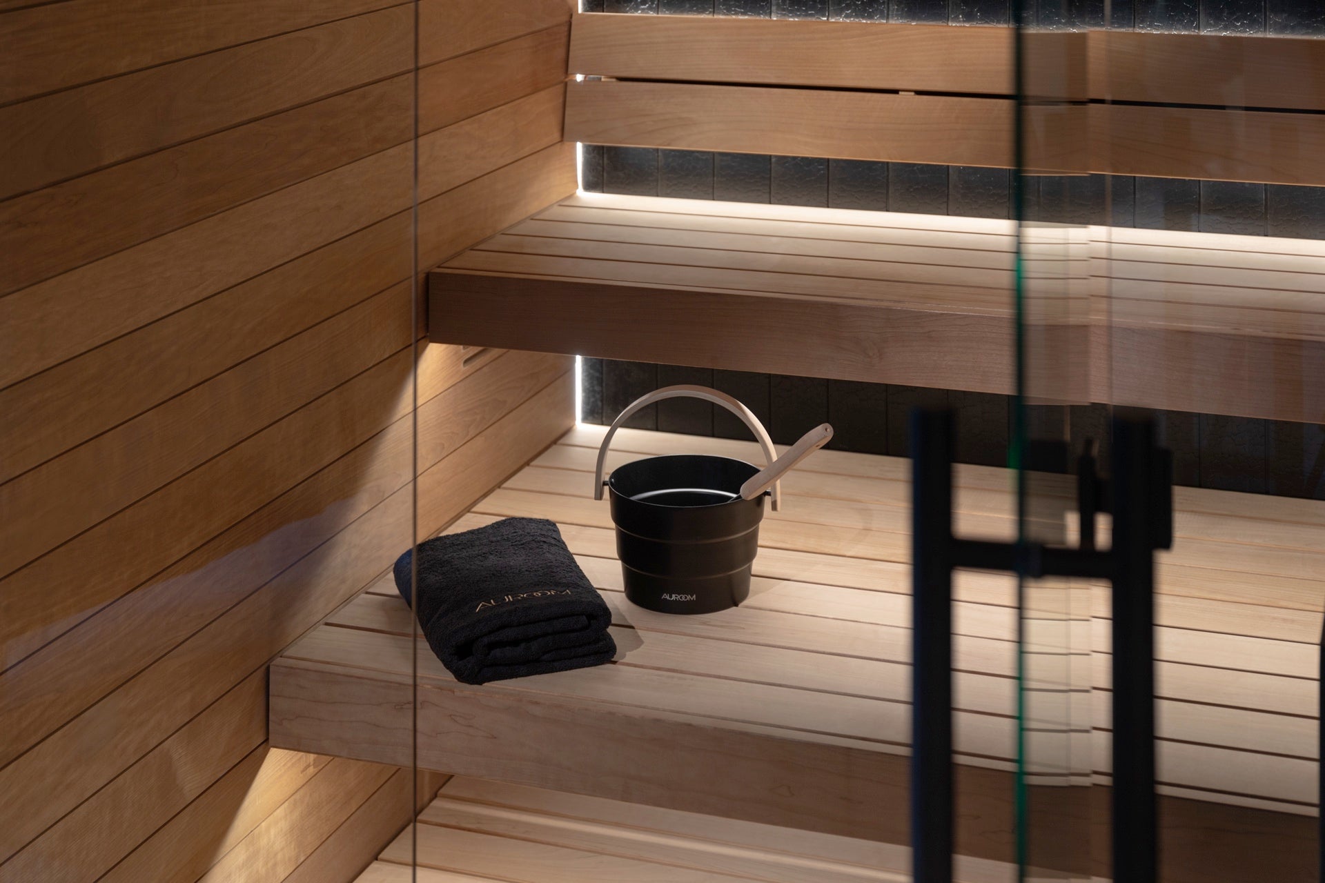 Auroom Vulcana Luxury Sauna Interior with Natural Wood Finishes