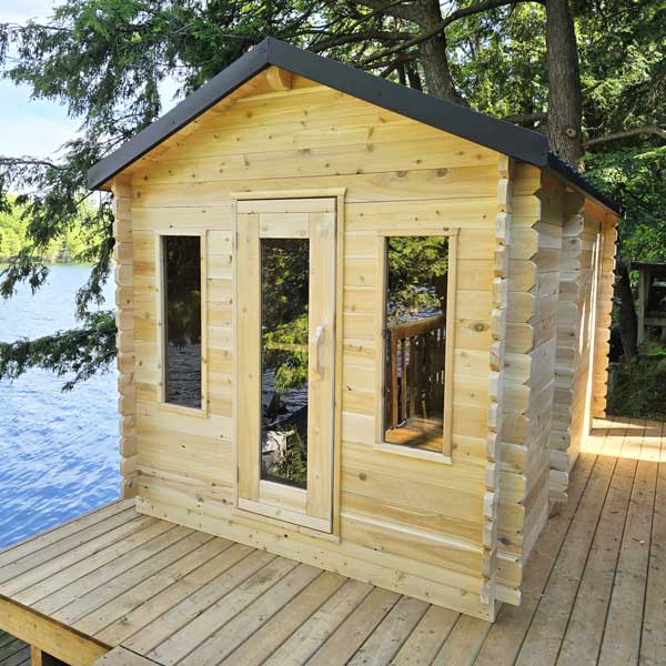 Premium Cedar Georgian Sauna with Metal Shingle Roof