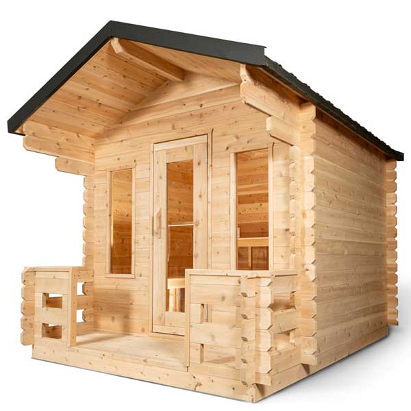 Dundalk CT Georgian 6 Person Outdoor Outdoor Sauna with Porch CTC88PW