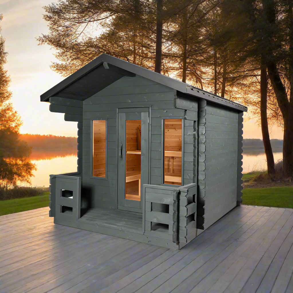 Canadian Timber Georgian Sauna with Covered Porch