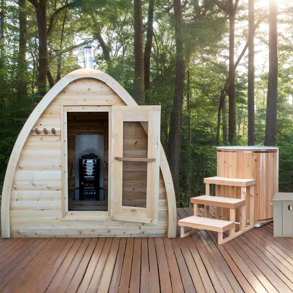 Compact outdoor sauna CTC77MW by Dundalk Leisure premium cedar construction