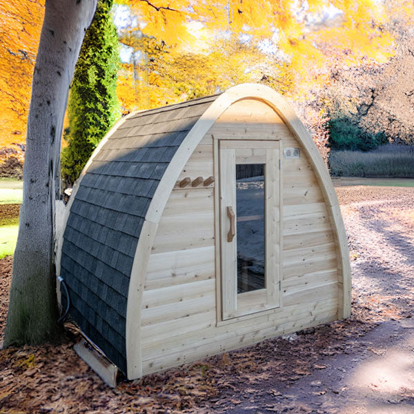 Eastern White Cedar outdoor sauna – Dundalk Leisure Canadian Timber MiniPOD
