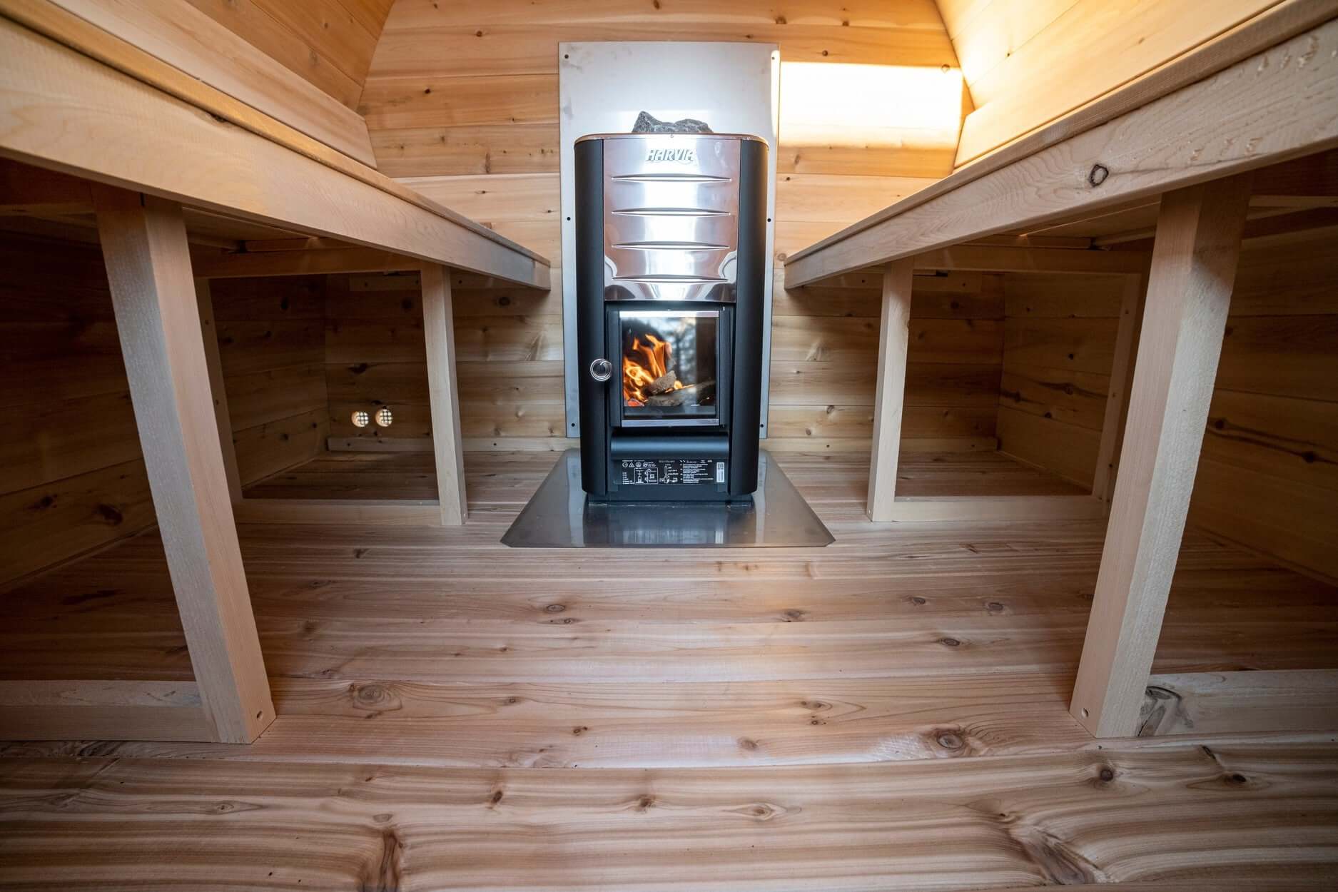 CT MiniPOD cedar sauna by Dundalk Leisure small space outdoor wellness solution