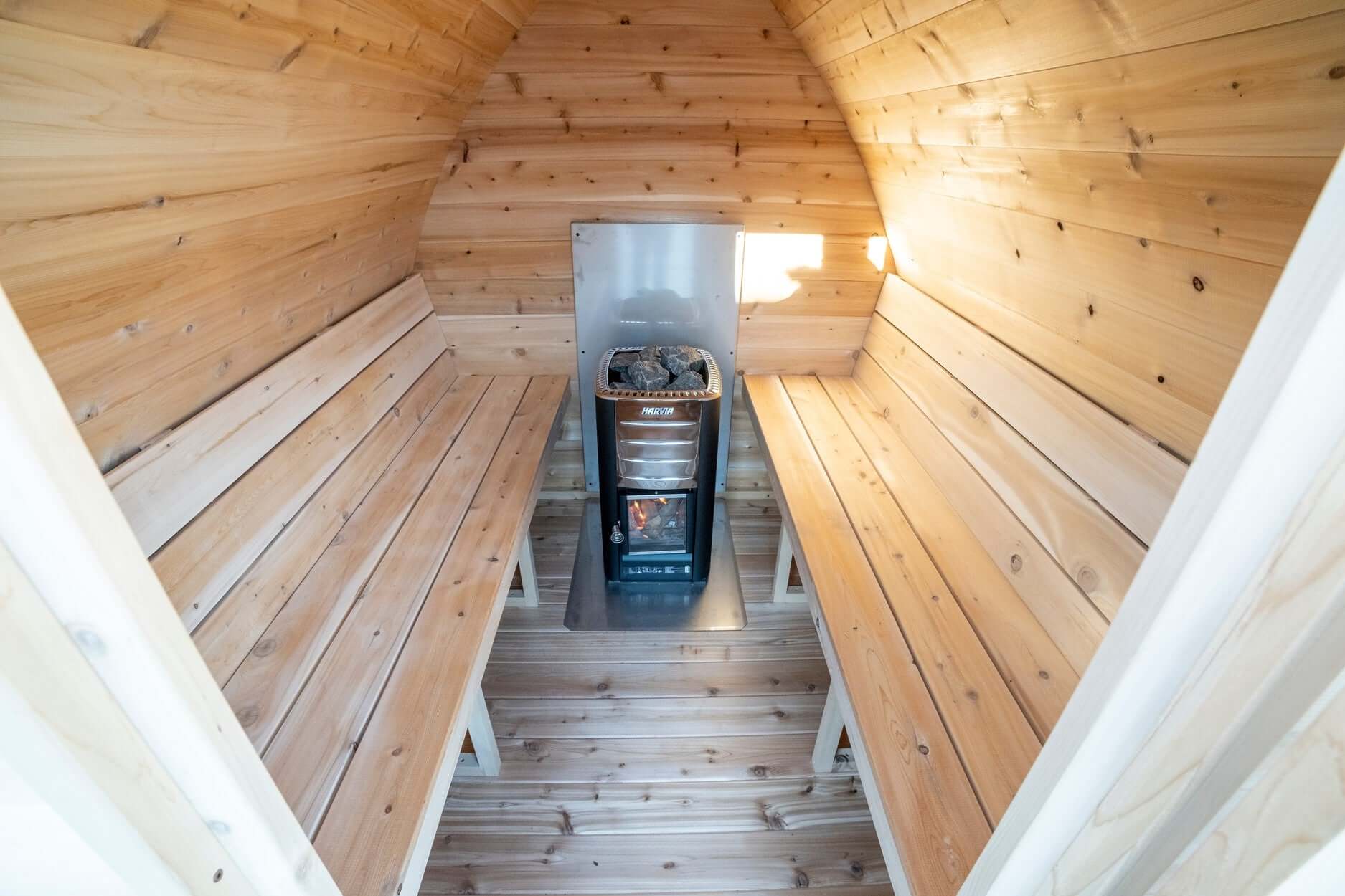 Dundalk Leisure MiniPOD sauna 7x7 ft outdoor spa relaxation cabin