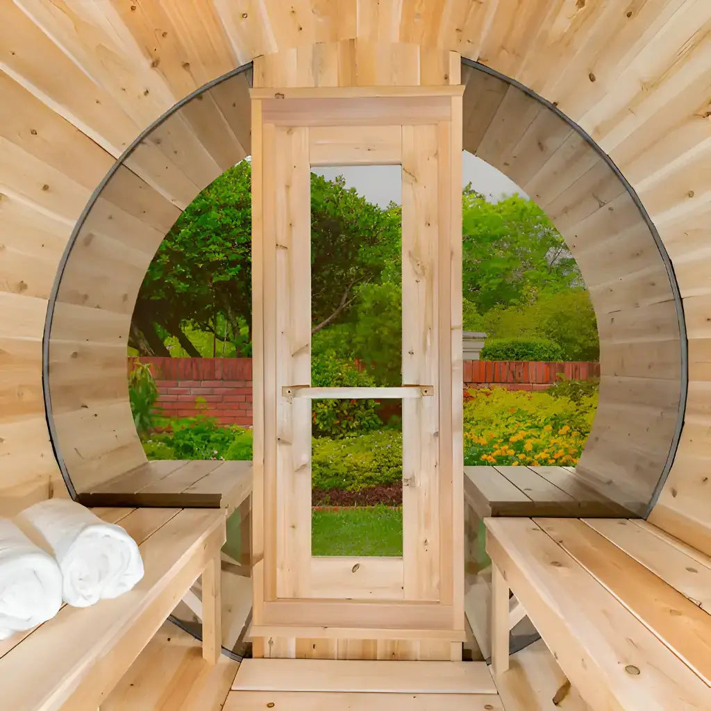Premium Outdoor Barrel Sauna in Eastern White Cedar Dundalk CT