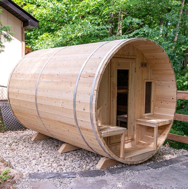 Dundalk 6 Person Outdoor Barrel Sauna with 45cm Front Porch