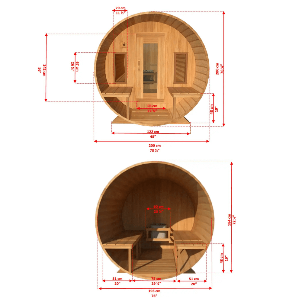 Finnish Style Barrel Sauna in Cedar by Dundalk LeisureCraft