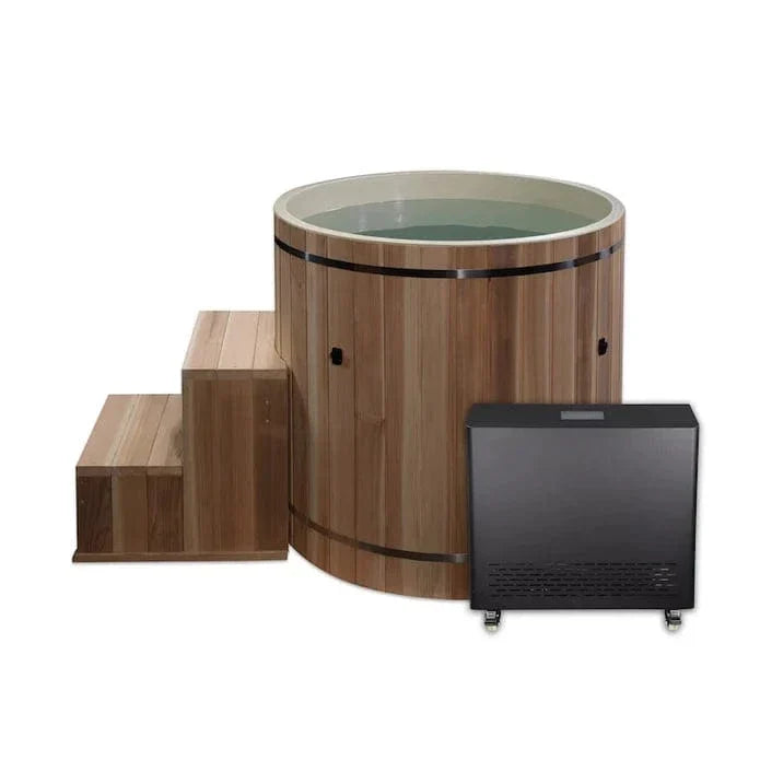 Dynamic Cold Tub Barrel  Pacific Cedar Cold Plunge Tub with Built-In Seat