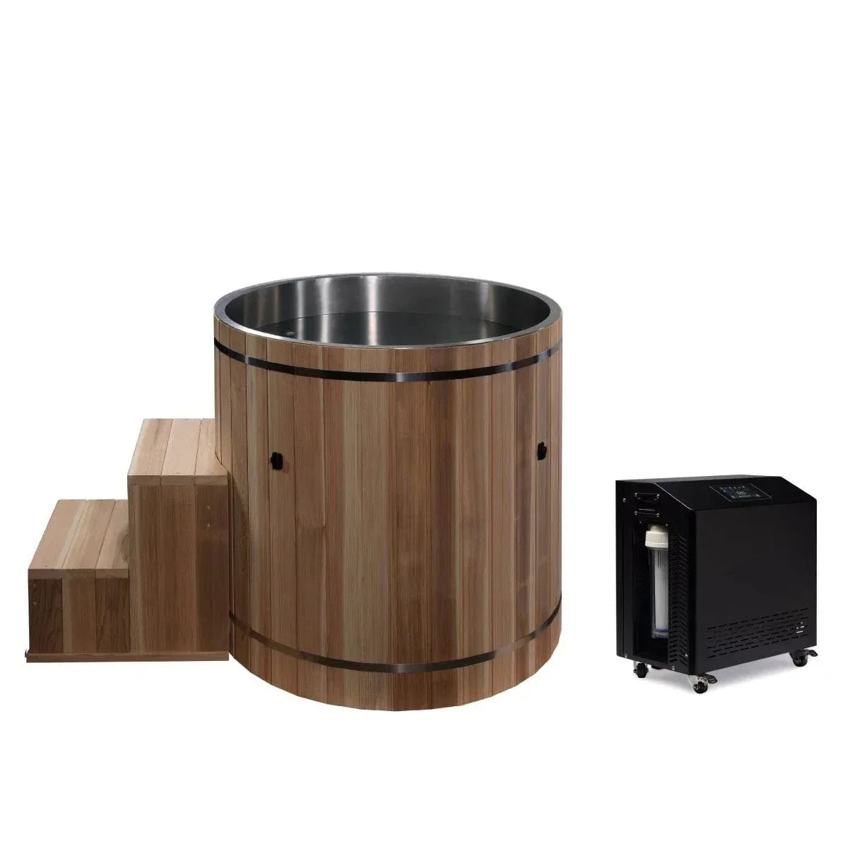 Dynamic Cold Therapy Stainless Steel Cold Plunge Tub – 304 Stainless Steel Interior, Pacific Cedar