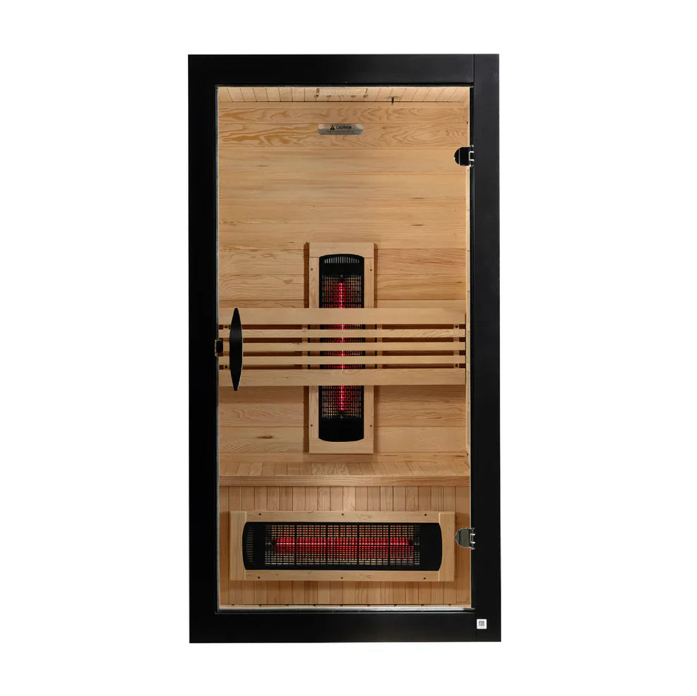 Shop the Dynamic Santorini 1-2 Person Full Spectrum Near Zero EMF Infrared Sauna DYN-6009-03 FS. Premium therapeutic heating at home. 