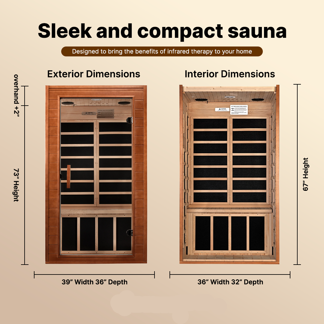 Dynamic Saunas Avila DYN-6103-01 compact FAR infrared sauna for indoor use, designed for personal wellness and stress relief